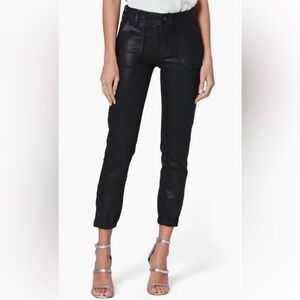 PAIGE Mayslie Coated Jogger Pants Black Luxe Coating Utility Style Size 25